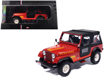 1983 Jeep Renegade Red with Stripes and Black Top 1/24 Diecast Model