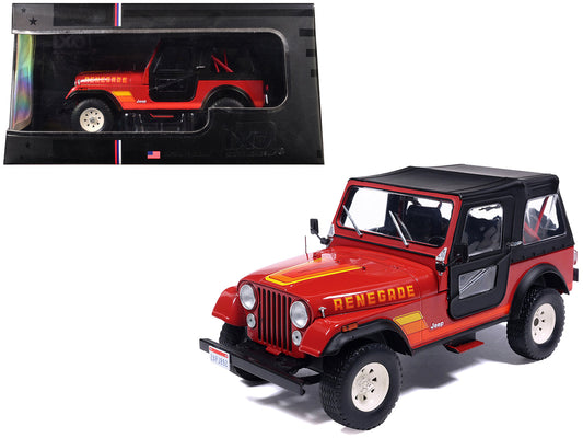 1983 Jeep Renegade Red with Stripes and Black Top 1/24 Diecast Model