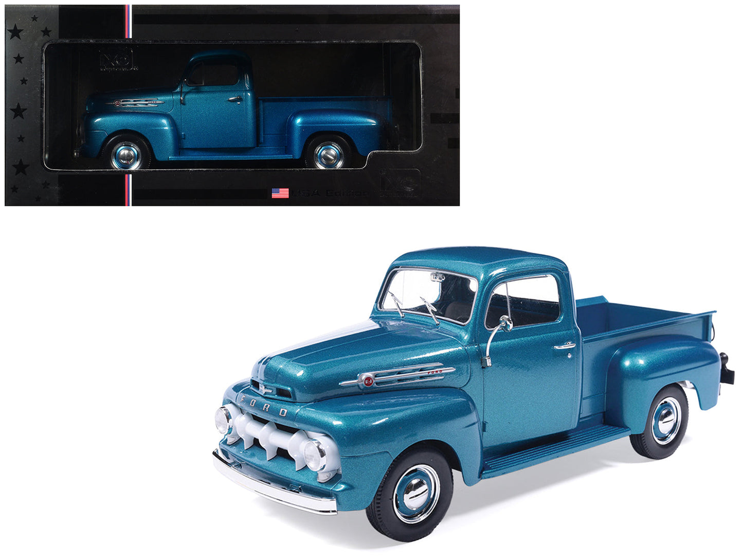 1952 Ford F1 Pickup Truck Blue Metallic 1/24 Diecast Model