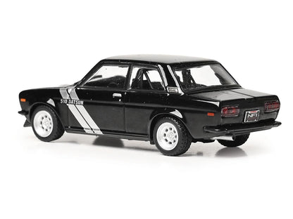 1971 Datsun 510 Black with Silver Stripes 1/64 Diecast Model Car