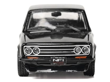 1971 Datsun 510 Black with Silver Stripes 1/64 Diecast Model Car