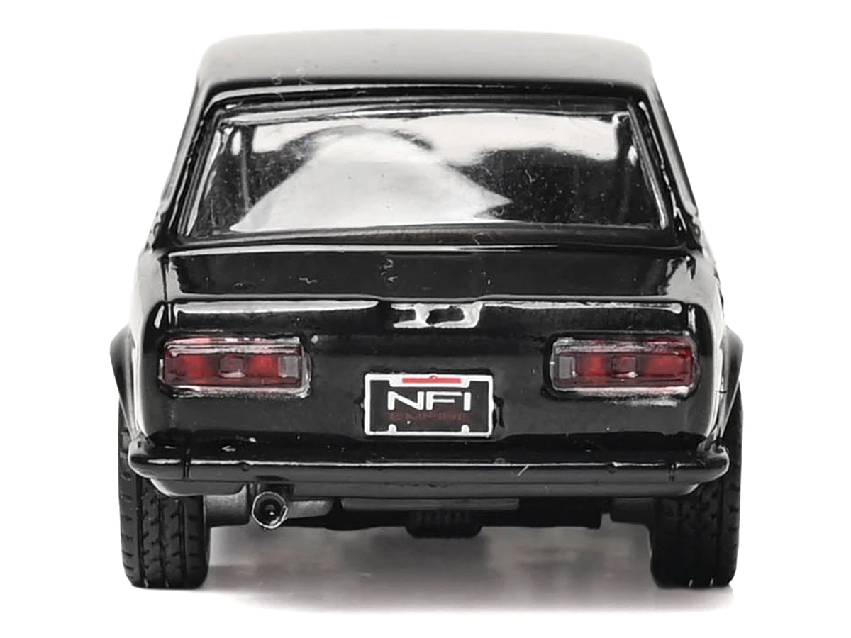 1971 Datsun 510 Black with Silver Stripes 1/64 Diecast Model Car
