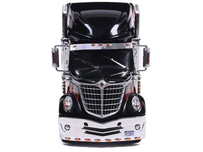 2010 International Lonestar Truck Tractor Black with Flame Graphics 1/64 Diecast Model