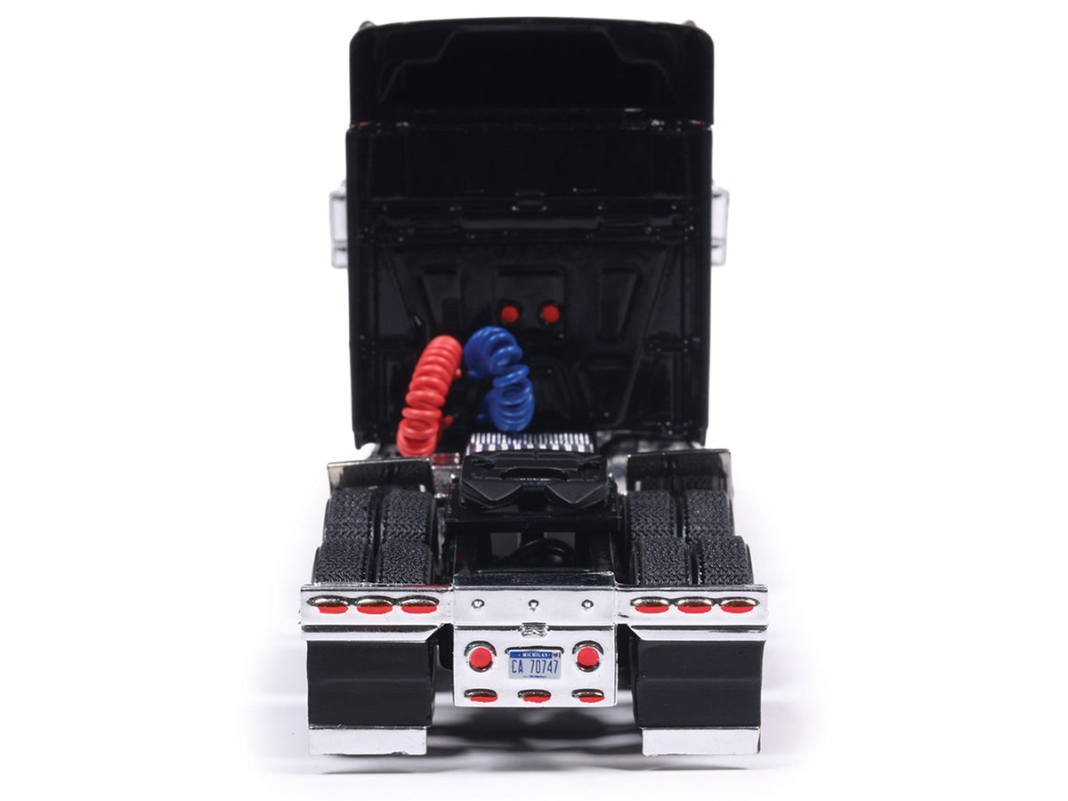 2010 International Lonestar Truck Tractor Black with Flame Graphics 1/64 Diecast Model