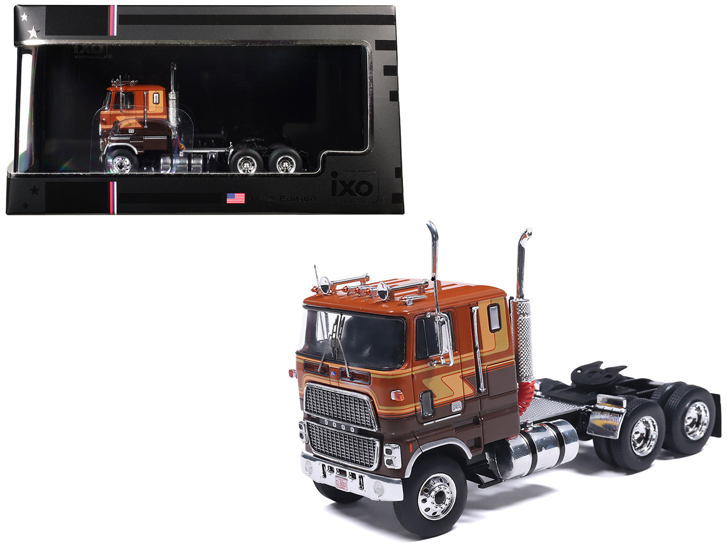 1976 Ford CL 9000 Truck Tractor Brown Two-Tone with Graphics 1/64 Diecast Model