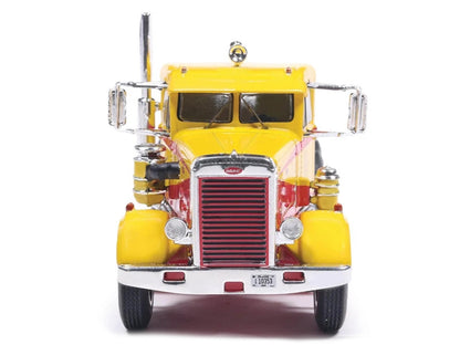 1963 Peterbilt 381 Truck Tractor Yellow with Red Graphics 1/64 Diecast Model Car