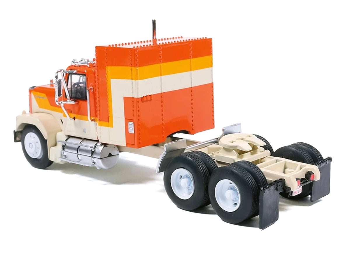 1980 GMC General Truck Tractor Orange with Stripes 1/64 Diecast Model Car