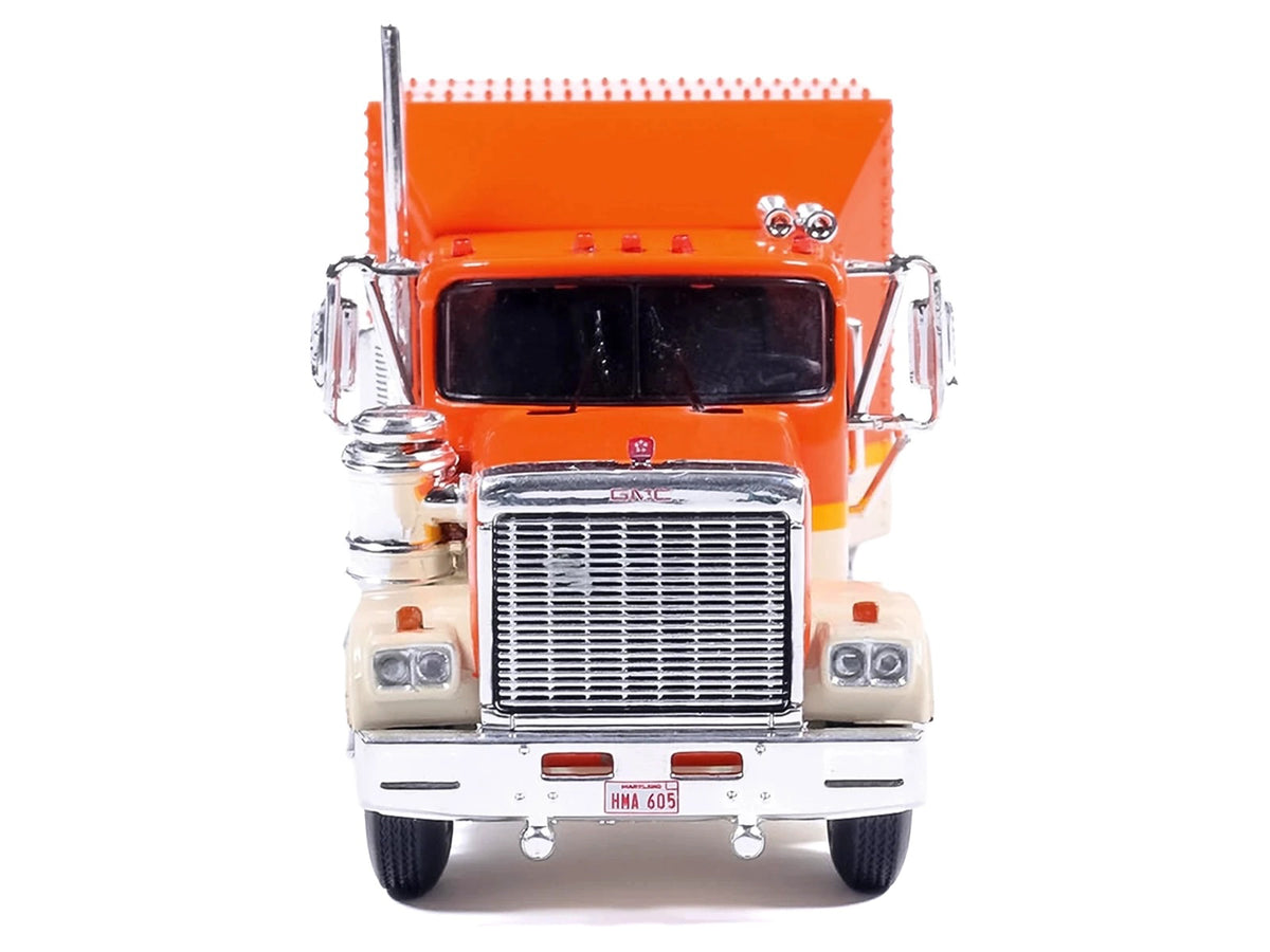 1980 GMC General Truck Tractor Orange with Stripes 1/64 Diecast Model Car