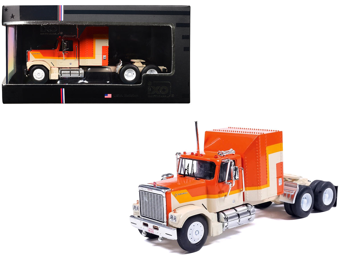 1980 GMC General Truck Tractor Orange with Stripes 1/64 Diecast Model Car