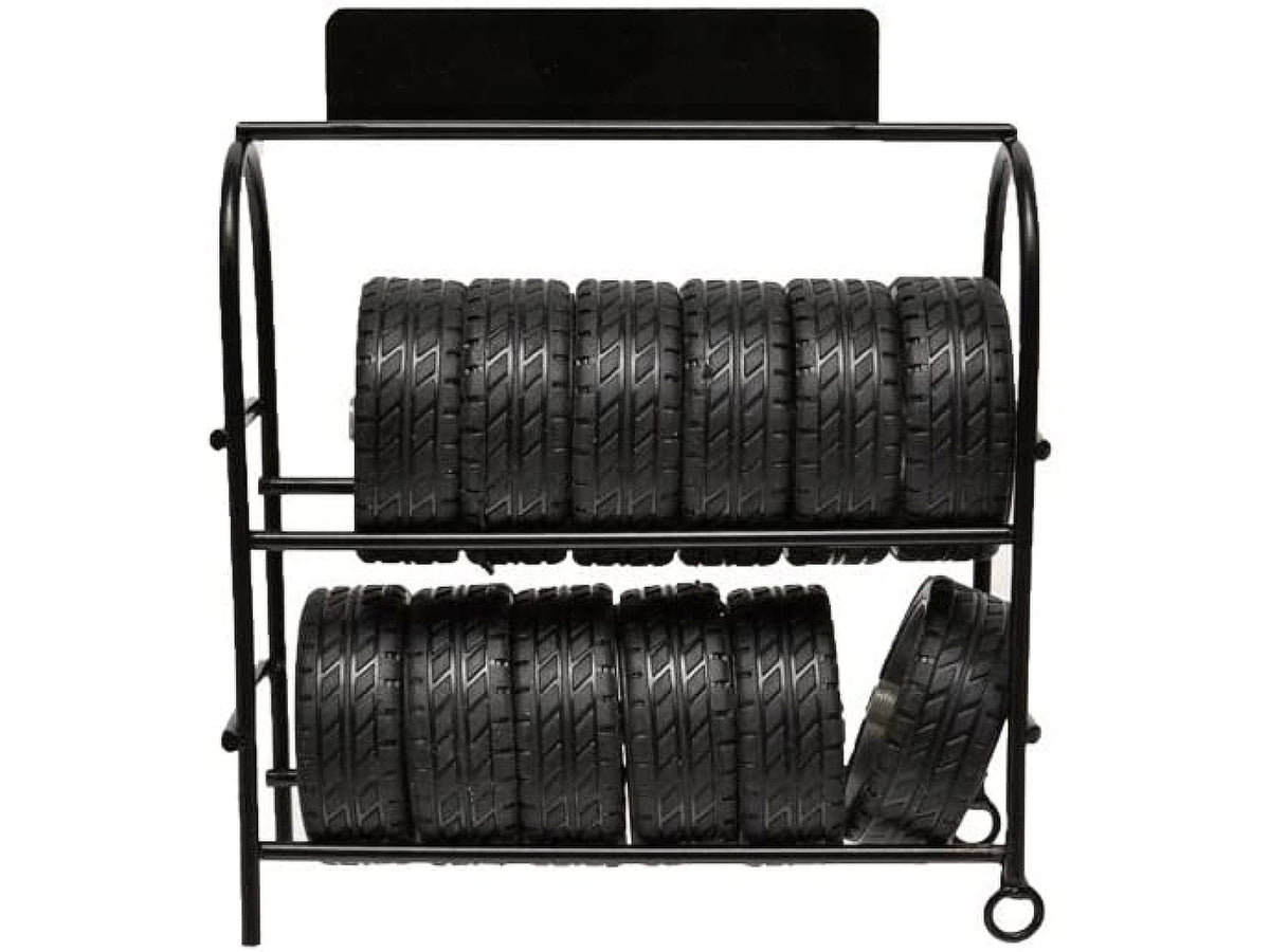 Metal Tire Rack with Rims and Tires for 1/24 Scale Models