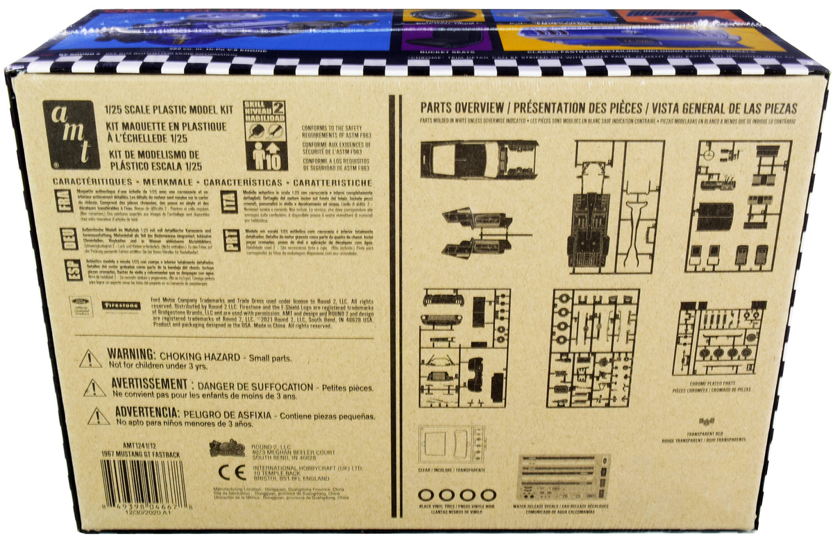 Skill 2 Model Kit 1967 Ford Mustang GT Fastback 1/25 Scale Model