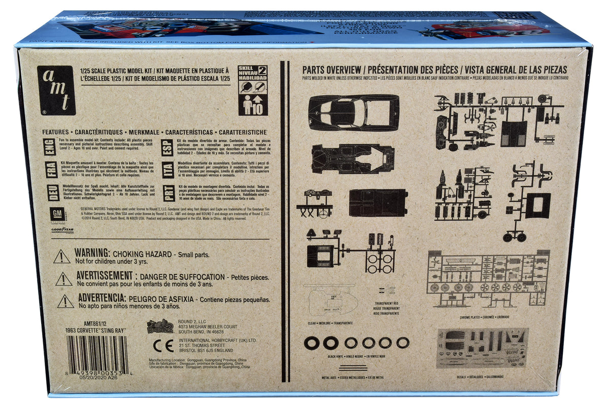 Skill 2 Model Kit 1963 Chevrolet Corvette Stingray 1/25 Scale Model