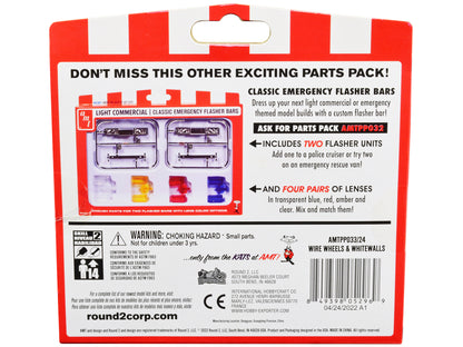 Skill 2 Model Kit Wire Wheels and Whitewall Tires Set of 5 Pieces for 1/25 Scale Models
