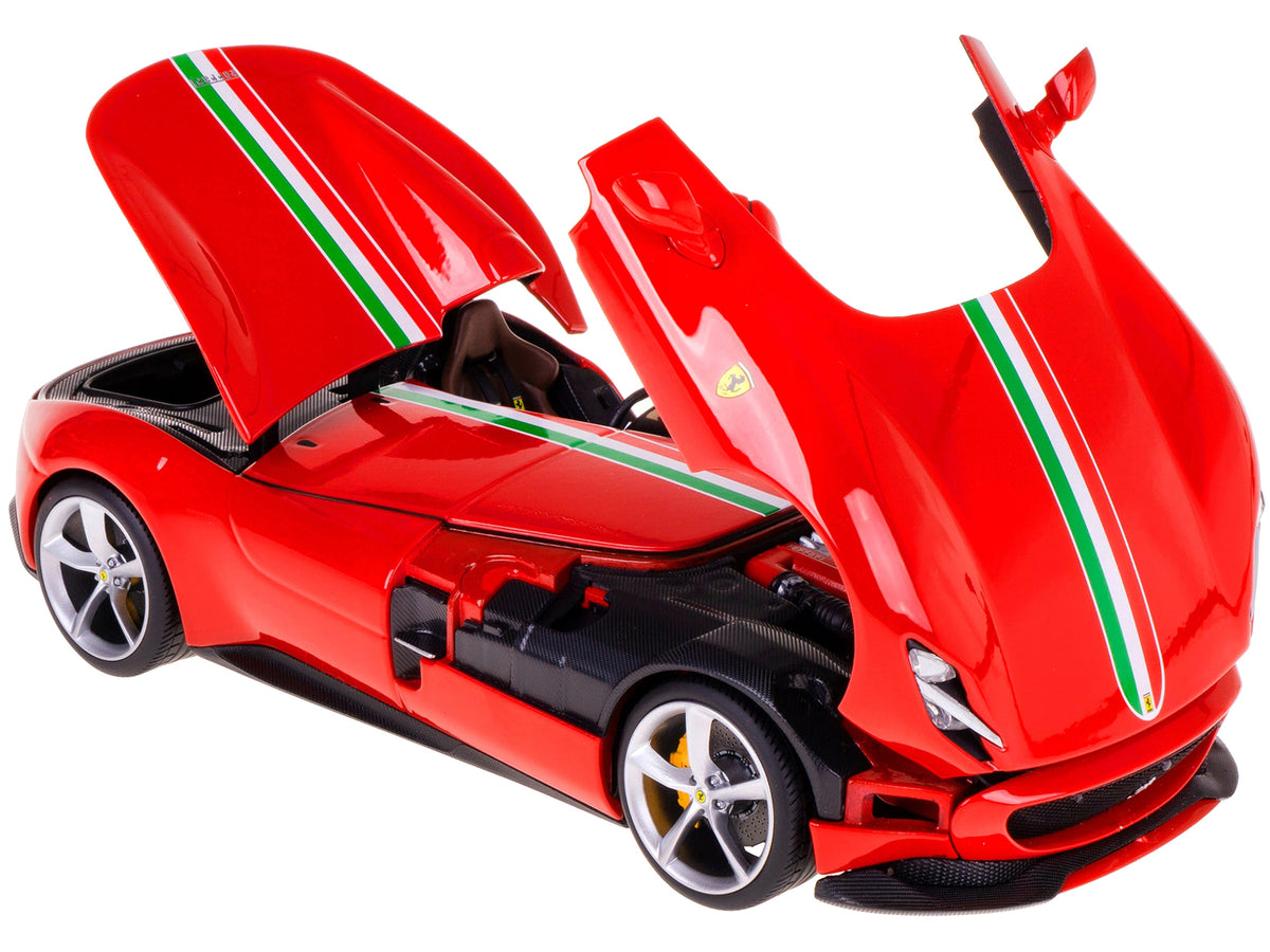 Ferrari Monza SP1 Red with Italian Flag Stripes "Signature Series" 1/18 Diecast Model Car