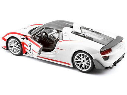 Porsche 918 Spyder Weissach #3 White 1/24 Diecast Model Car