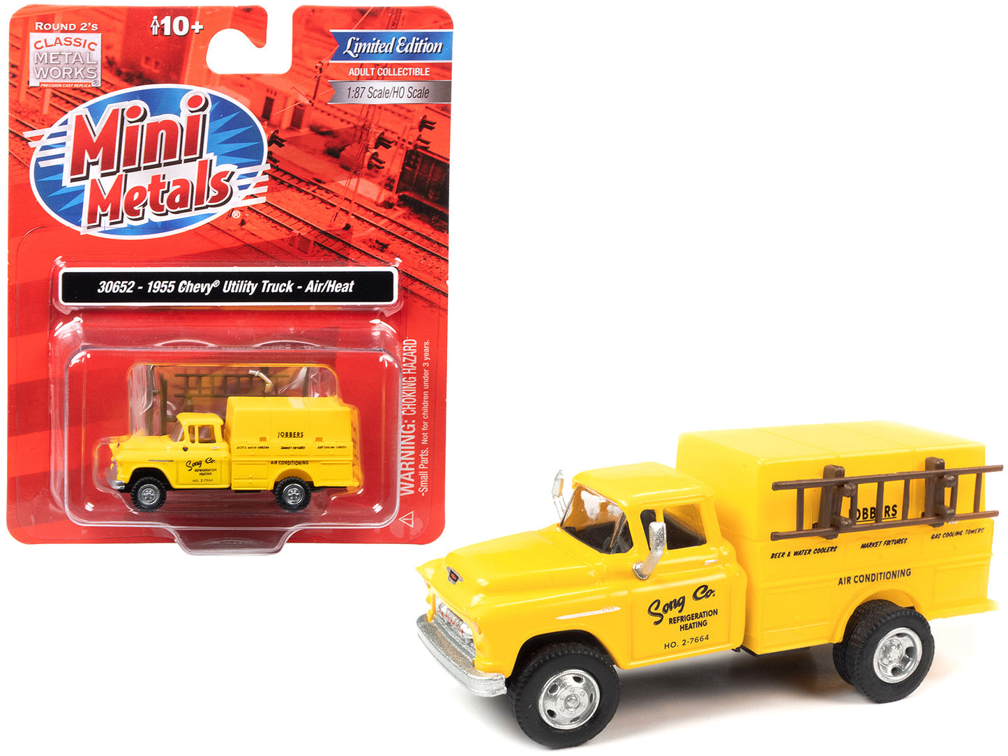 1955 Chevrolet Utility Truck Yellow "Song Co. Refrigeration and Heating" 1/87 (HO) Scale Model