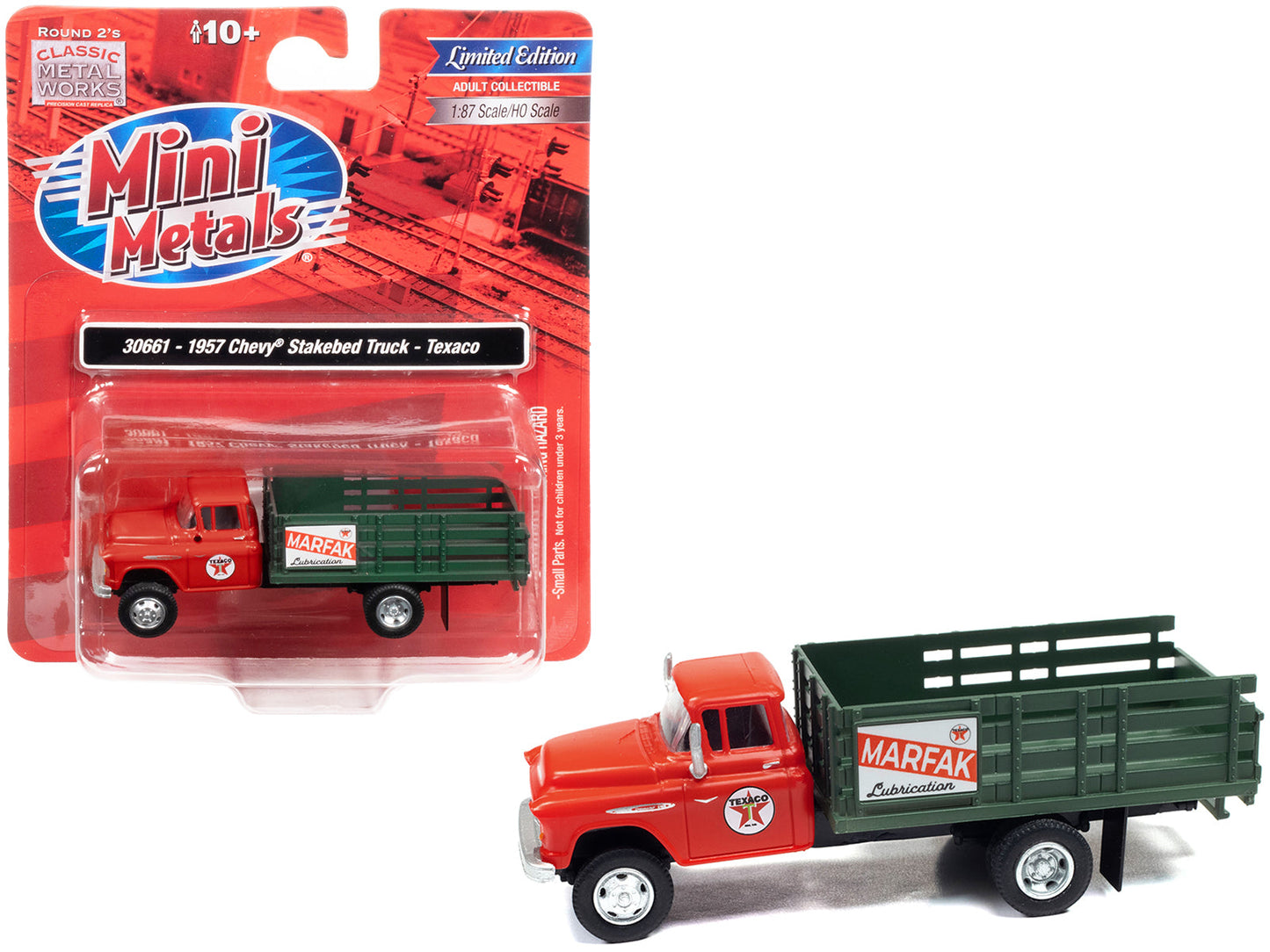 1957 Chevrolet Stakebed Truck Red "Texaco - Marfak Lubrication" 1/87 (HO) Scale Model Car