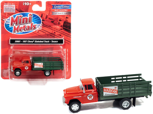 1957 Chevrolet Stakebed Truck Red "Texaco - Marfak Lubrication" 1/87 (HO) Scale Model Car