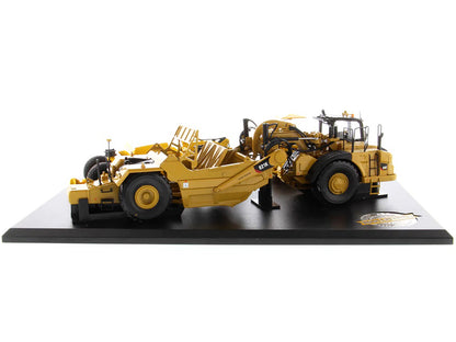 CAT Caterpillar 621K Tractor Scraper and CAT Caterpillar D7 Track-Type Tractor with No. 70 Scraper Set "Evolution Series" 1/50 Diecast Models
