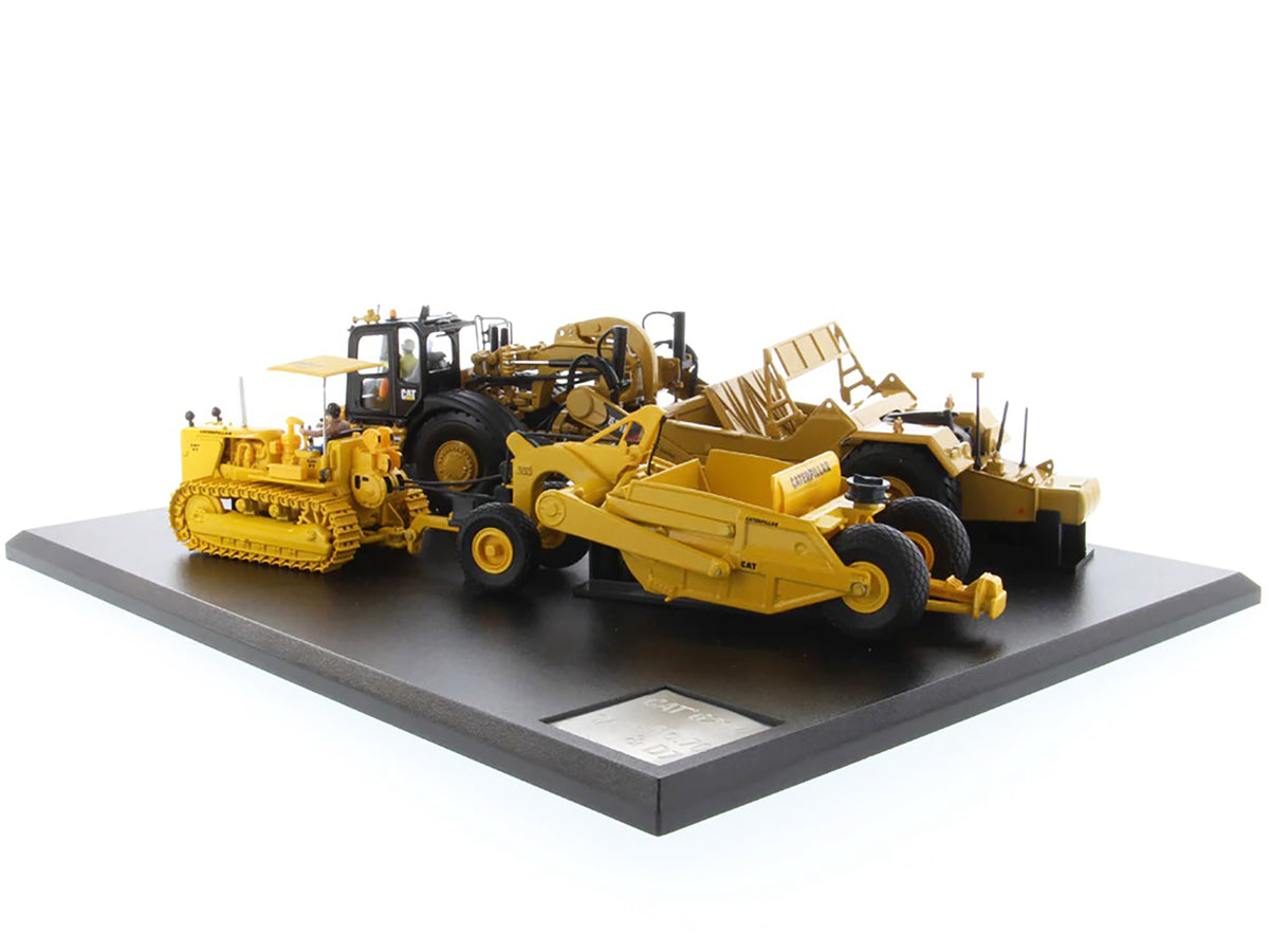 CAT Caterpillar 621K Tractor Scraper and CAT Caterpillar D7 Track-Type Tractor with No. 70 Scraper Set "Evolution Series" 1/50 Diecast Models