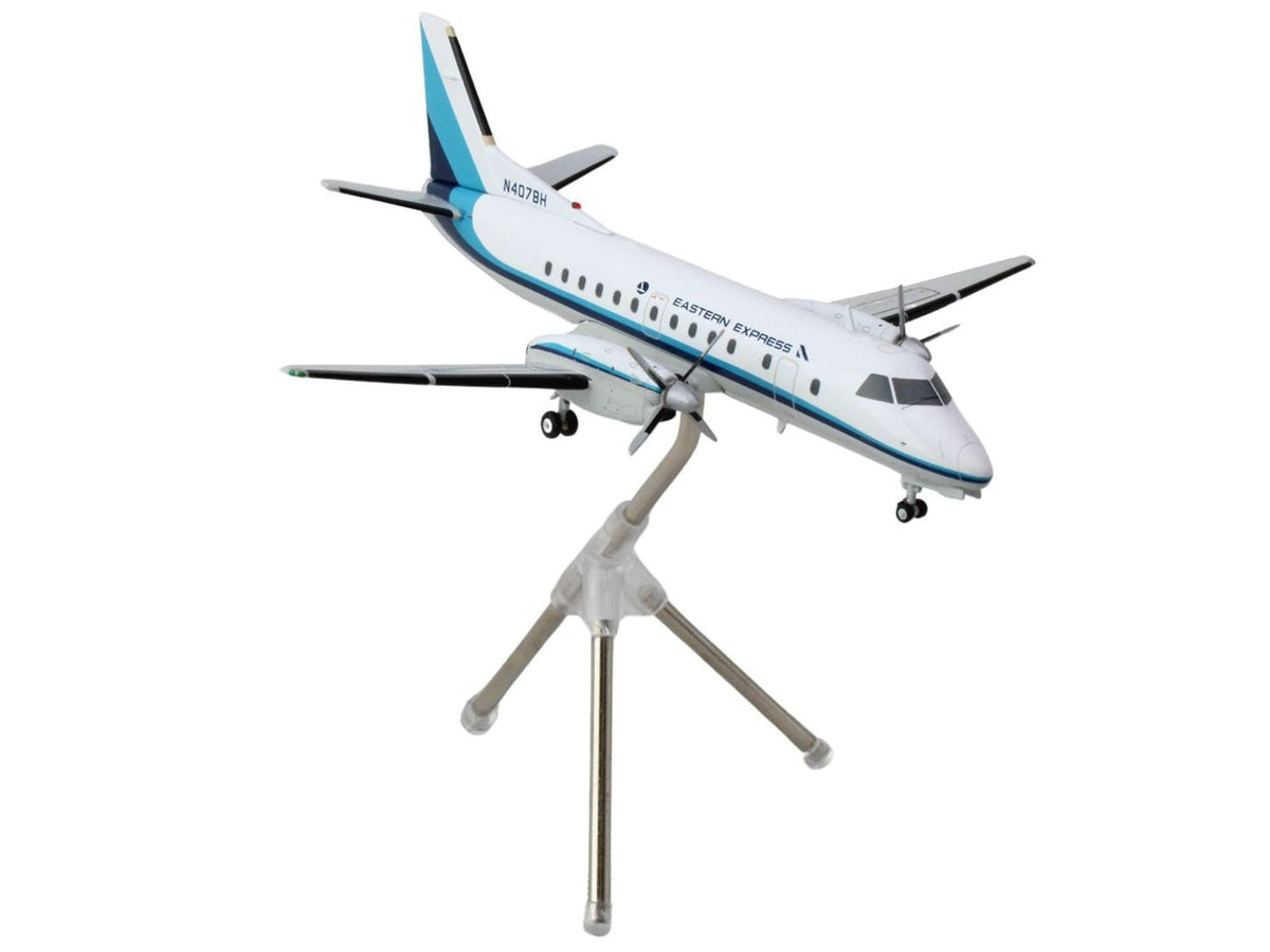 Saab 340A Commercial Aircraft "Eastern Express/Bar Harbor" (N407BH) White with Blue Stripes "Gemini 200" Series 1/200 Diecast Model Airplane