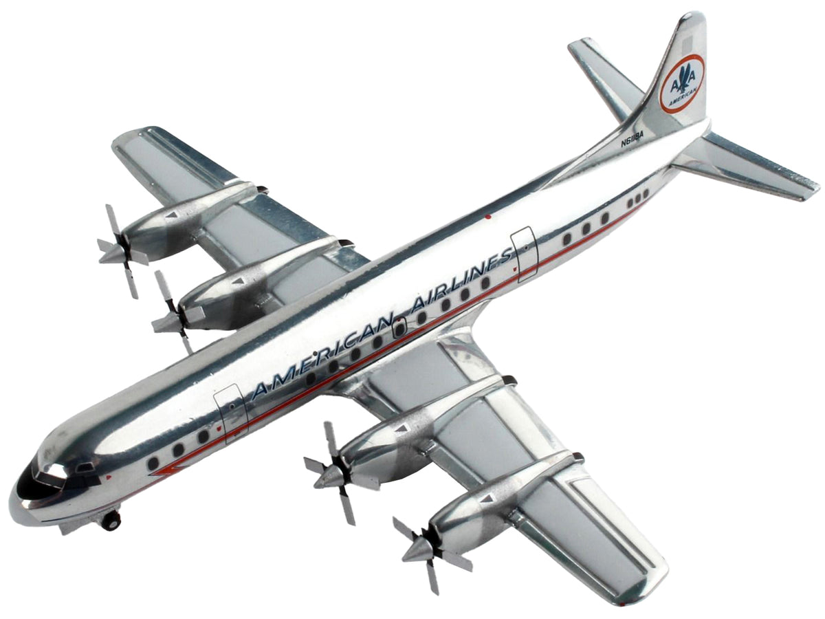 Lockheed L-188 Electra Commercial Aircraft "American Airlines" Silver with Red Stripes 1/400 Diecast Model Airplane