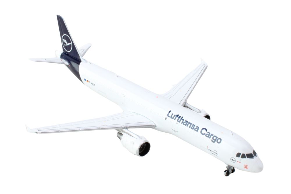 Airbus A321P2F Commercial Aircraft "Lufthansa Cargo" (D-AEUC) White with Blue Tail 1/400 Diecast Model Airplane