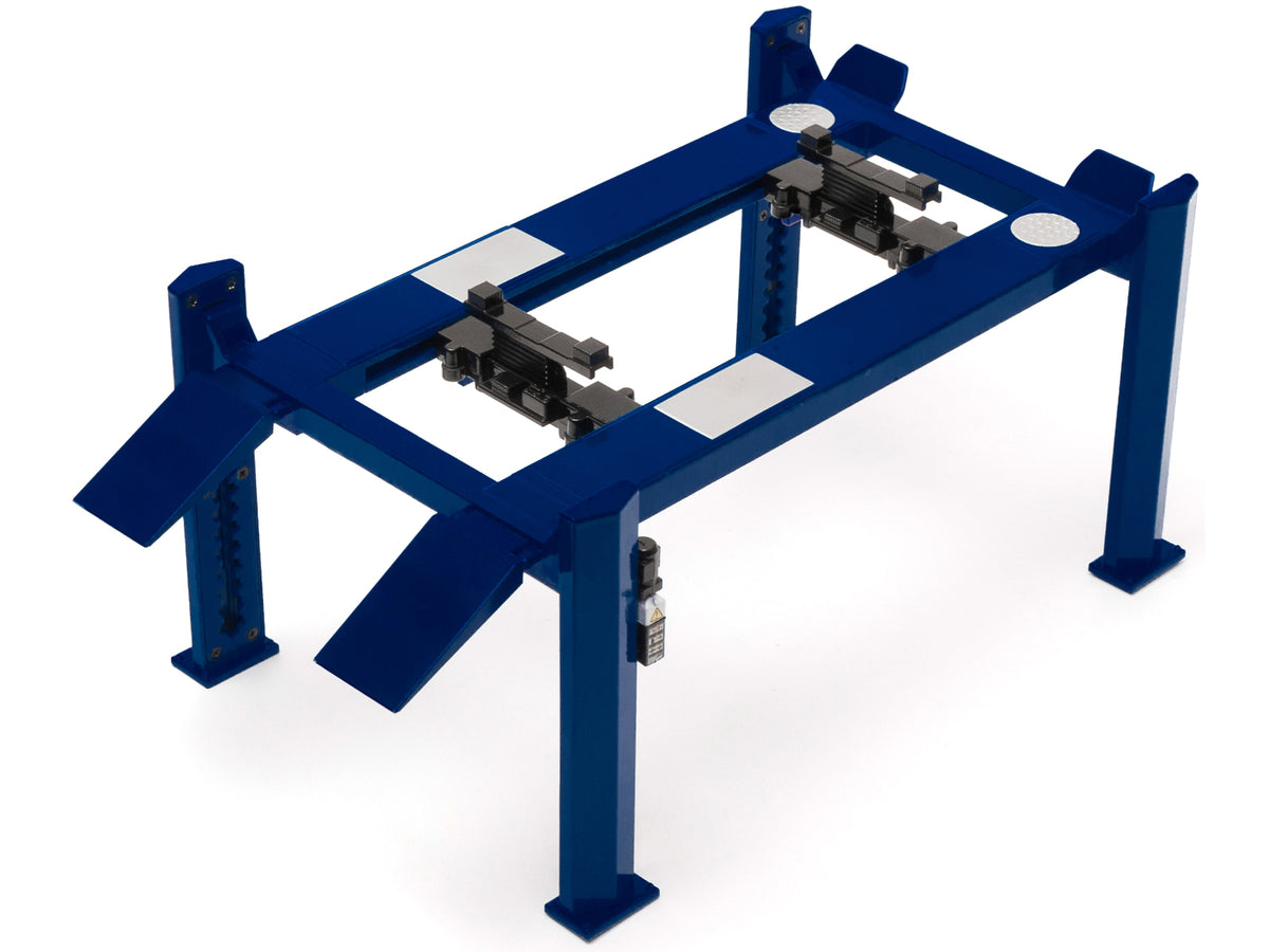 Adjustable Four Post Lift Blue for 1/18 Scale Diecast Model Cars