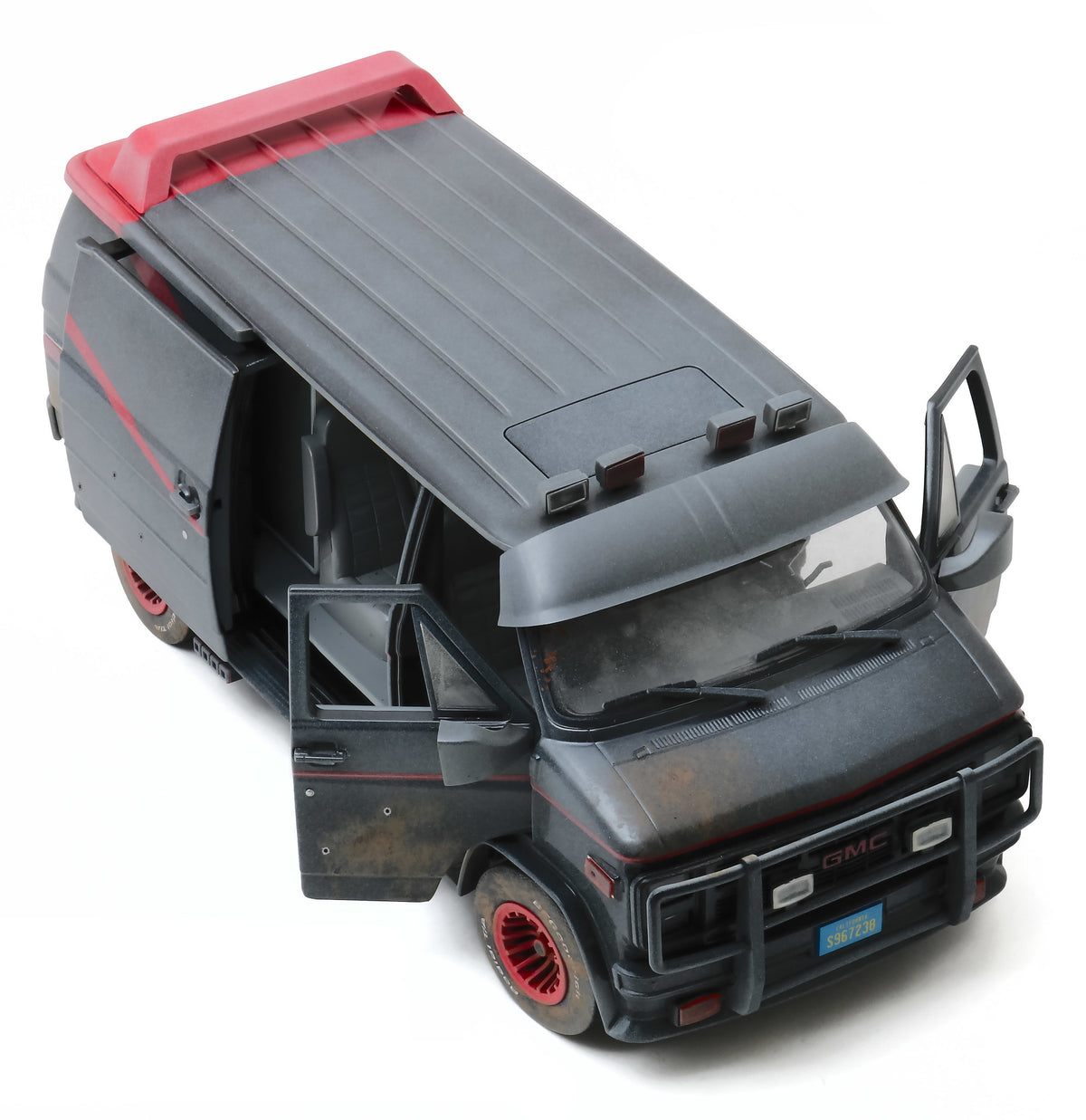 1983 GMC Vandura Black Weathered Version with Bullet Holes "The A-Team" (1983-1987) TV Series 1/18 Diecast Model Car