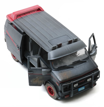 1983 GMC Vandura Black Weathered Version with Bullet Holes "The A-Team" (1983-1987) TV Series 1/18 Diecast Model Car