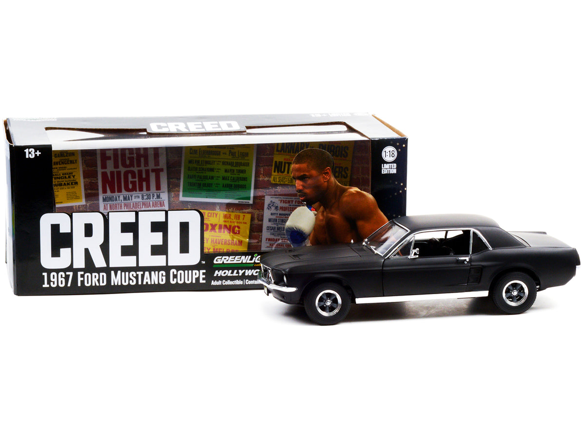 1967 Ford Mustang Coupe Matt Black (Adonis Creed's) "Creed" (2015) Movie 1/18 Diecast Model Car