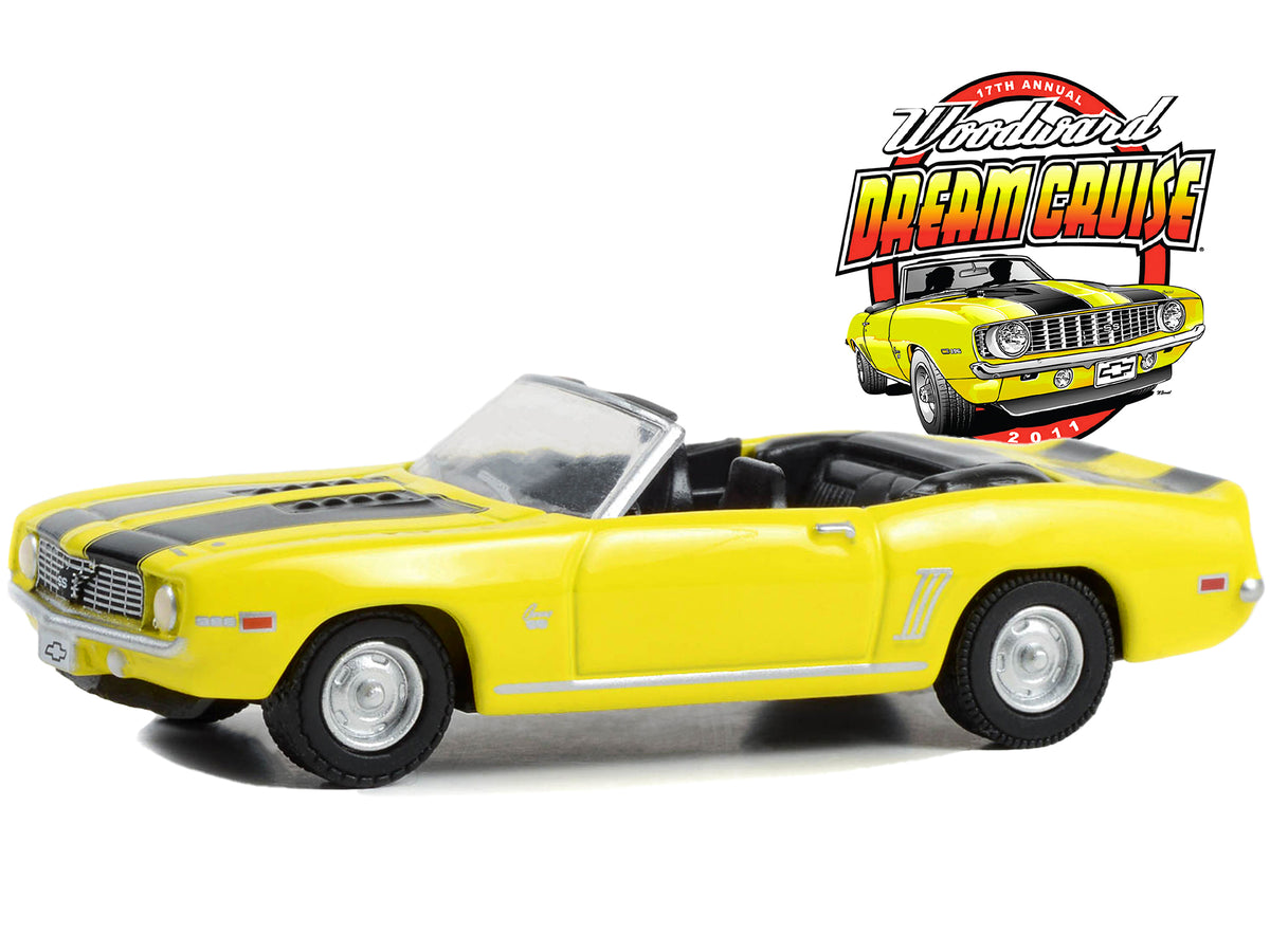 1969 Chevrolet Camaro SS Convertible Yellow with Black Stripes "17th Annual Woodward Dream Cruise Featured Heritage Vehicle" (2011) "Woodward Dream Cruise" Series 1 1/64 Diecast Model Car