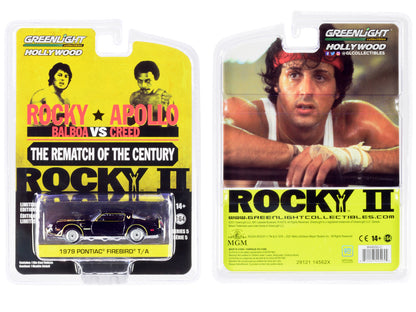 1979 Pontiac Firebird Trans Am T/A Black with Hood Bird "Rocky II" (1979) Movie "Hollywood Series" Release 5 1/64 Diecast Model Car