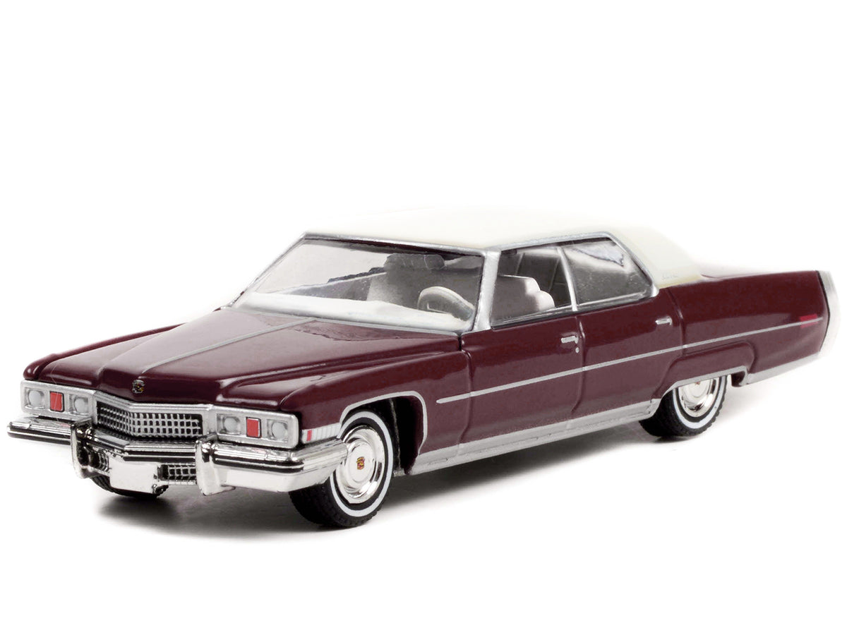 1973 Cadillac Sedan DeVille Burgundy with White Top "Rocky" (1976) Movie "Hollywood Series" Release 35 1/64 Diecast Model Car