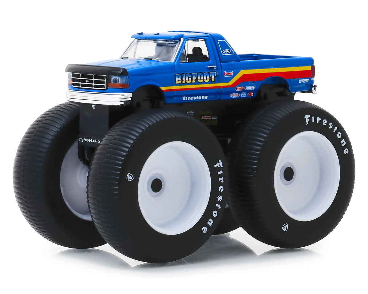 1996 Ford F-250 Monster Truck "Bigfoot #7" Metallic Blue with Stripes "Kings of Crunch" Series 5 1/64 Diecast Model Car