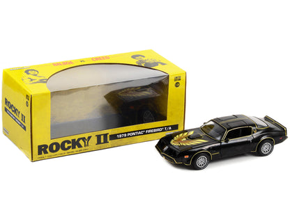 1979 Pontiac Firebird T/A Trans Am Black with Hood Phoenix "Rocky II" (1979) Movie 1/24 Diecast Model Car