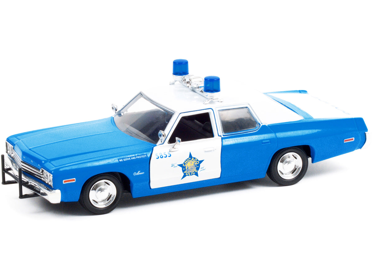 1974 Dodge Monaco Blue and White CPD "Chicago Police Department" (Illinois) "Hot Pursuit" Series 1/24 Diecast Model Car