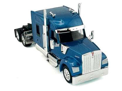 Kenworth W990 with Stand Up Sleeper Cab Blue Metallic 1/87 (HO) Plastic Model Car