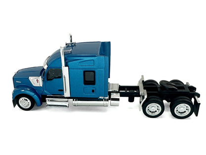 Kenworth W990 with Stand Up Sleeper Cab Blue Metallic 1/87 (HO) Plastic Model Car
