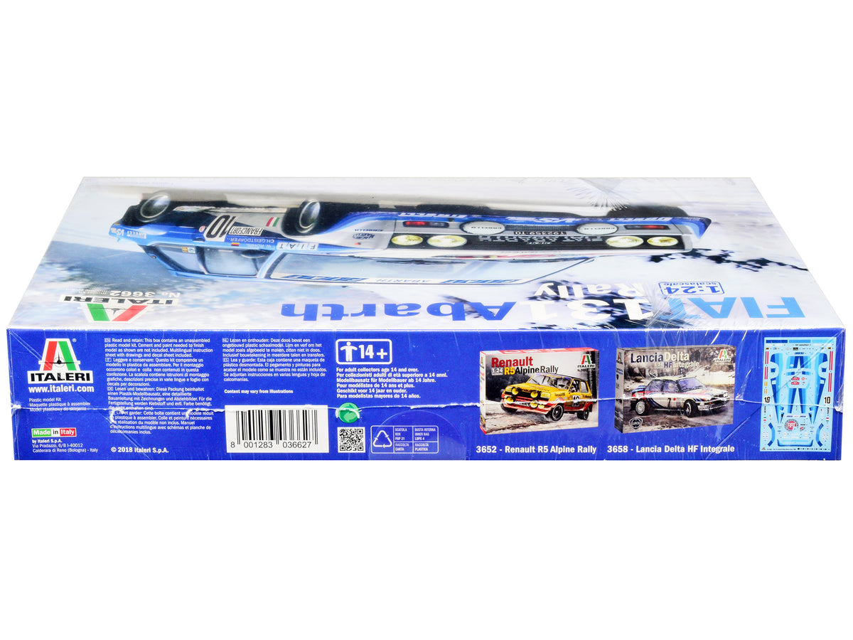 Skill 3 Model Kit Fiat 131 Abarth Rally #10 Winner "Montecarlo Rally" (1980) 1/24 Scale Model