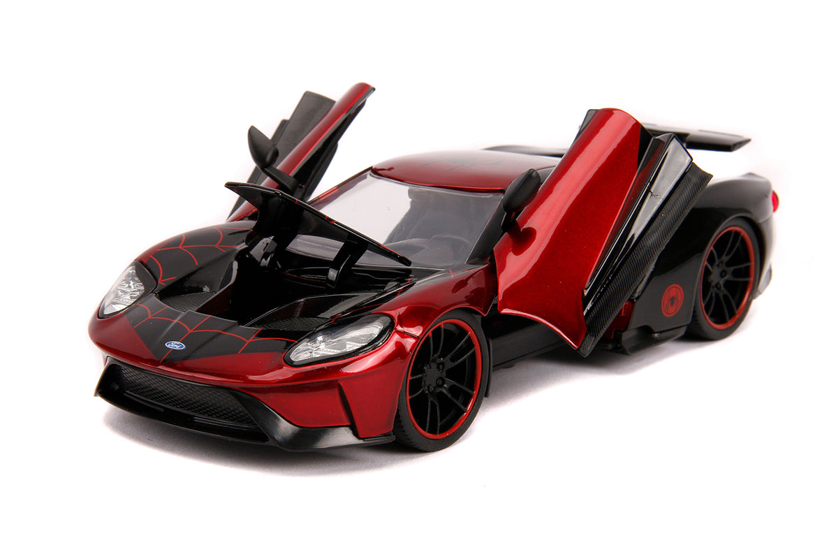 2017 Ford GT with Miles Morales Diecast Figurine "Spider Man" "Marvel" Series 1/24 Diecast Model Car