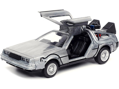 DeLorean DMC (Time Machine) Brushed Metal "Back to the Future Part I" (1985) Movie "Hollywood Rides" Series 1/32 Diecast Model Car