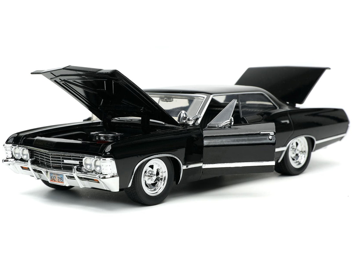 1967 Chevrolet Impala SS Sport Sedan Black and Dean Winchester Diecast Figurine "Supernatural" (2005-2020) TV Series "Hollywood Rides" Series 1/24 Diecast Model Car
