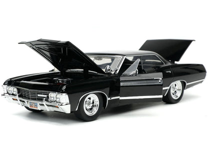 1967 Chevrolet Impala SS Sport Sedan Black and Dean Winchester Diecast Figurine "Supernatural" (2005-2020) TV Series "Hollywood Rides" Series 1/24 Diecast Model Car