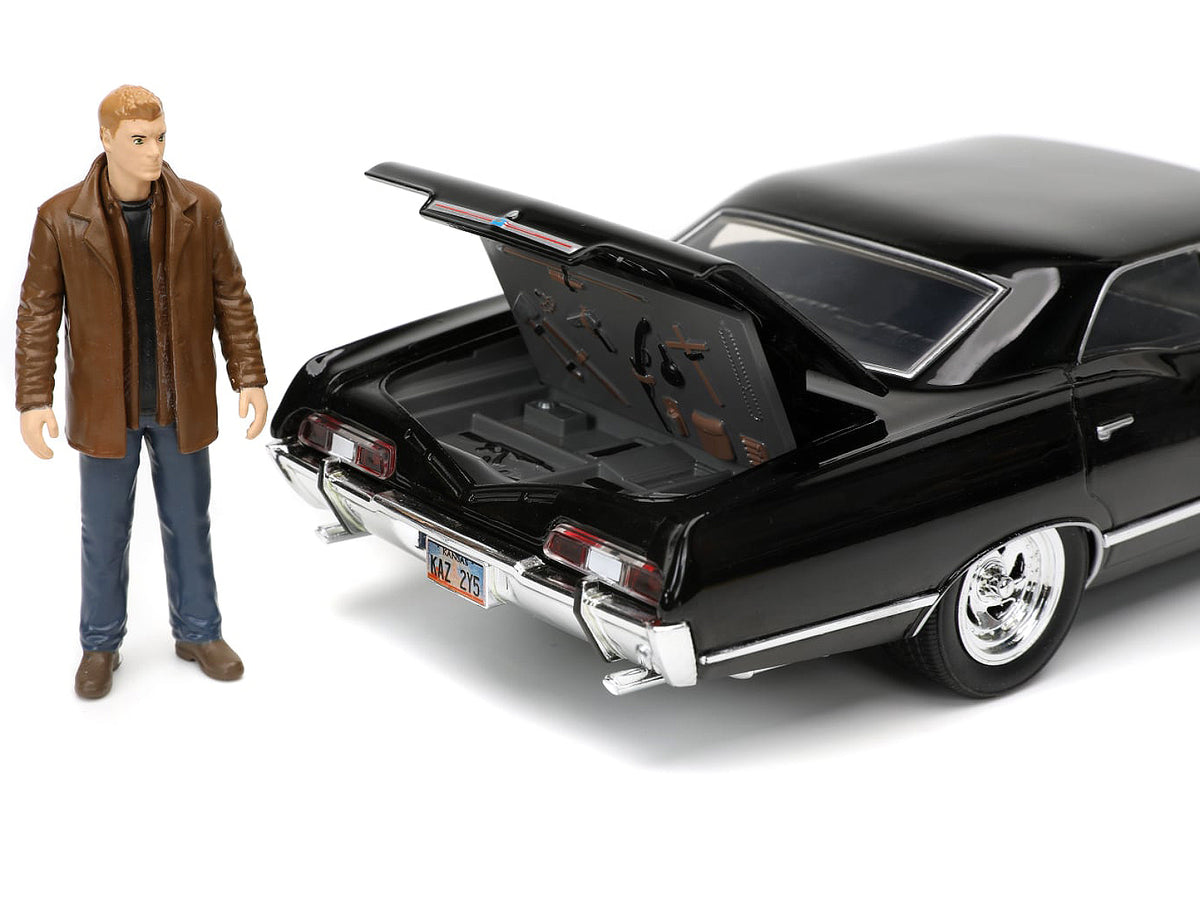 1967 Chevrolet Impala SS Sport Sedan Black and Dean Winchester Diecast Figurine "Supernatural" (2005-2020) TV Series "Hollywood Rides" Series 1/24 Diecast Model Car