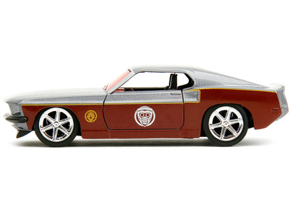 1969 Ford Mustang Silver Metallic and Dark Red and Star Lord Diecast Figure "Marvel Guardians of the Galaxy" "Hollywood Rides" Series 1/32 Diecast Model Car