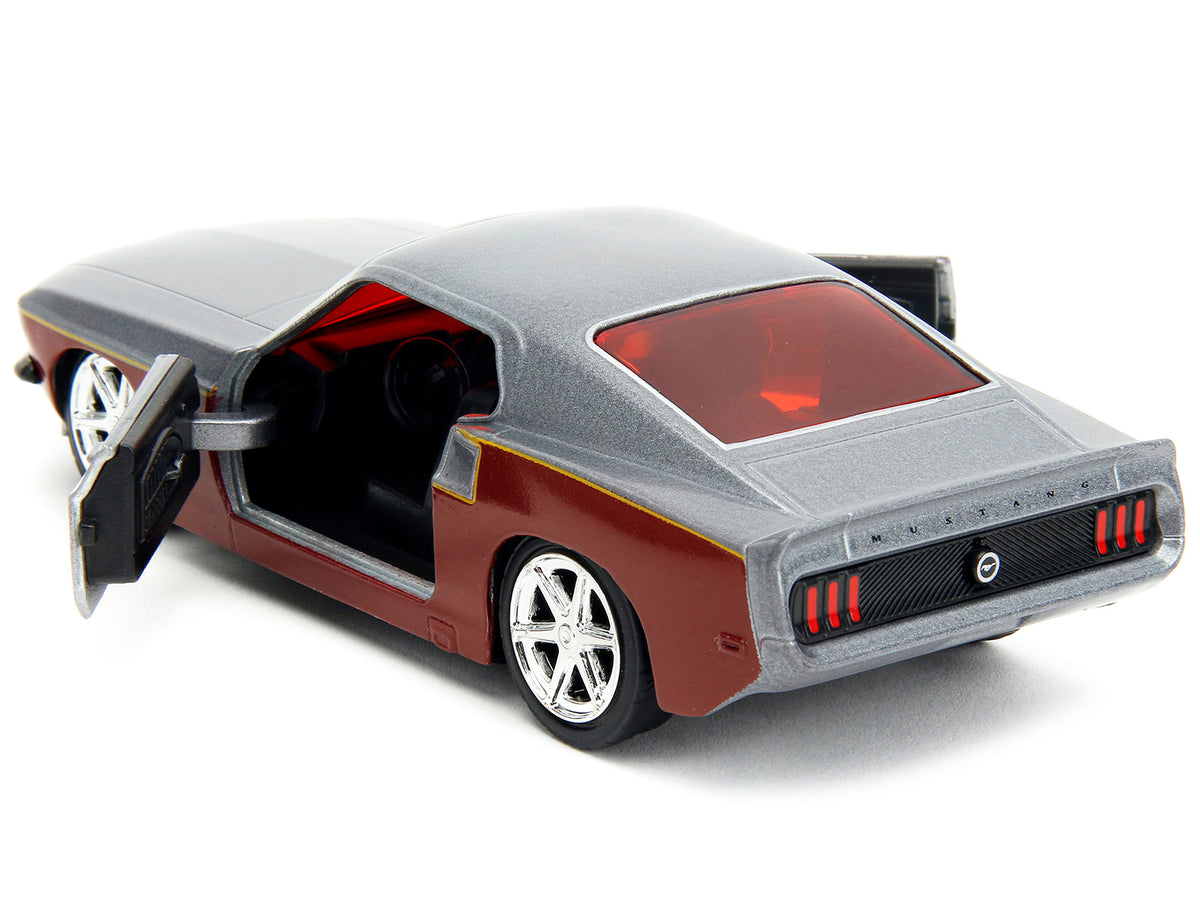1969 Ford Mustang Silver Metallic and Dark Red and Star Lord Diecast Figure "Marvel Guardians of the Galaxy" "Hollywood Rides" Series 1/32 Diecast Model Car