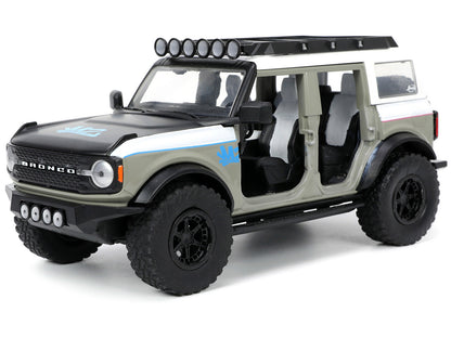 2021 Ford Bronco Gray and White with Matt Black Hood with Roof Rack "M2 Motoring" "Just Trucks" Series 1/24 Diecast Model Car