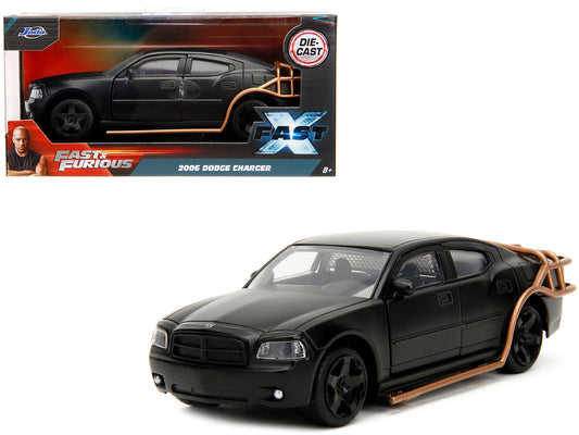 2006 Dodge Charger Matt Black with Outer Cage "Fast & Furious" Series 1/32 Diecast Model Car