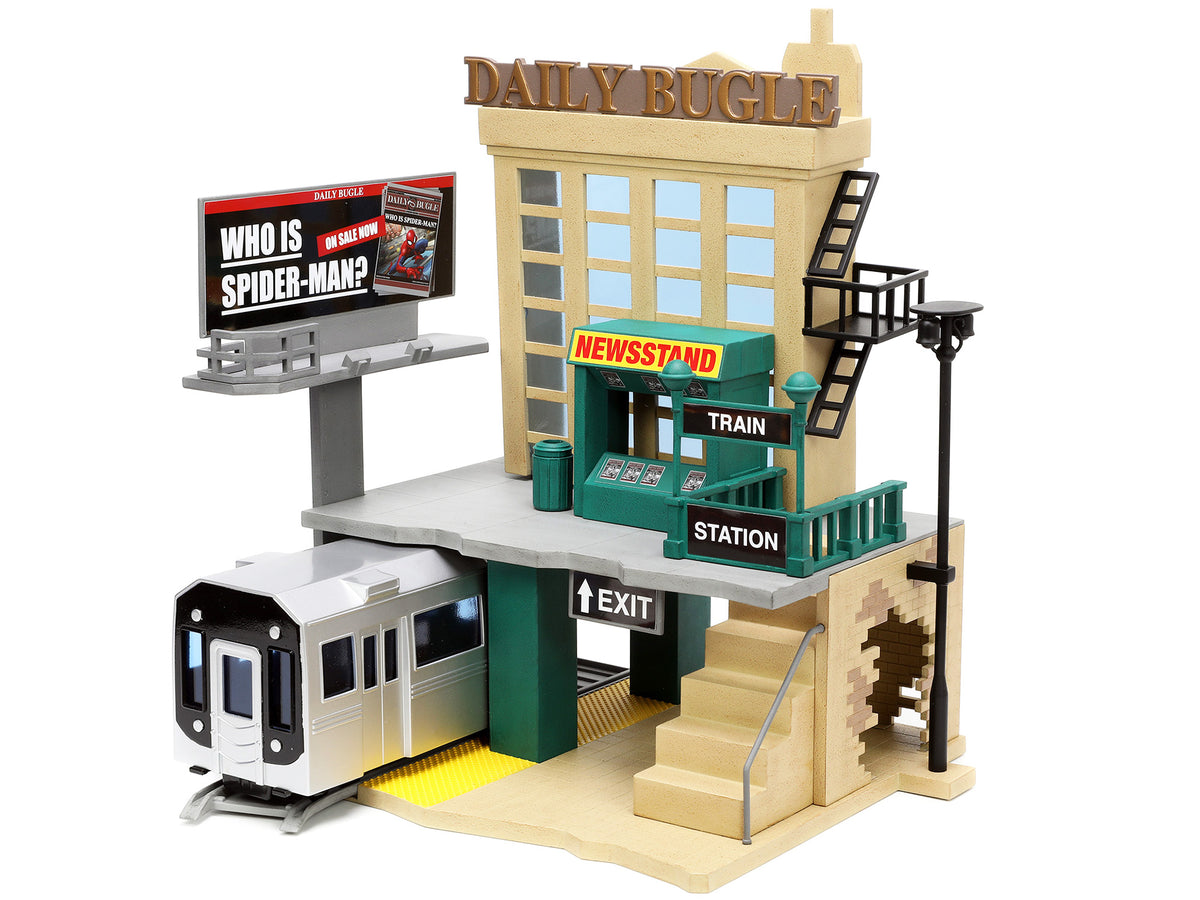 "Daily Bugle" and Subway Diorama Set with Spider-Man and J. Jonah Jameson Diecast Figures "Marvel's Spider-Man" "Nano Scene" Series Models